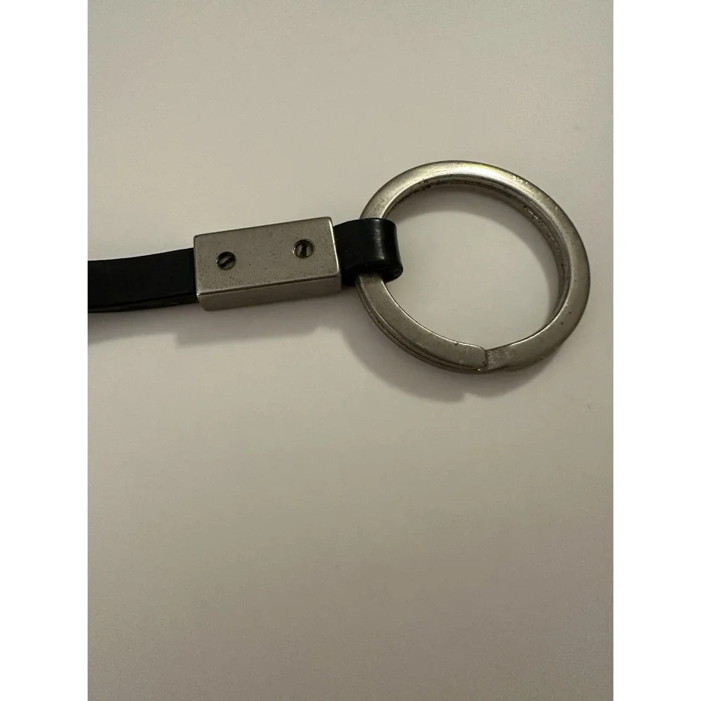 Vintage Coach Black Leather Loop Keychain Key Ring Purse Accent